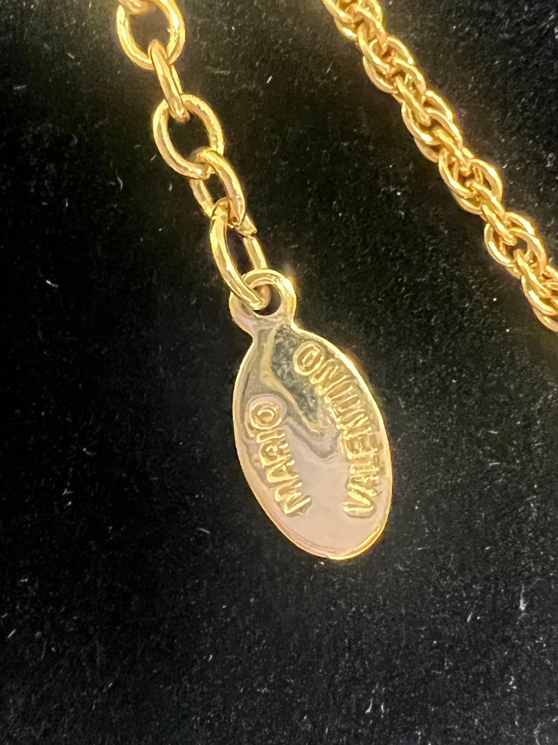 Mario Valentino Gold Toned Chain and Faux Diamond Pendant 
