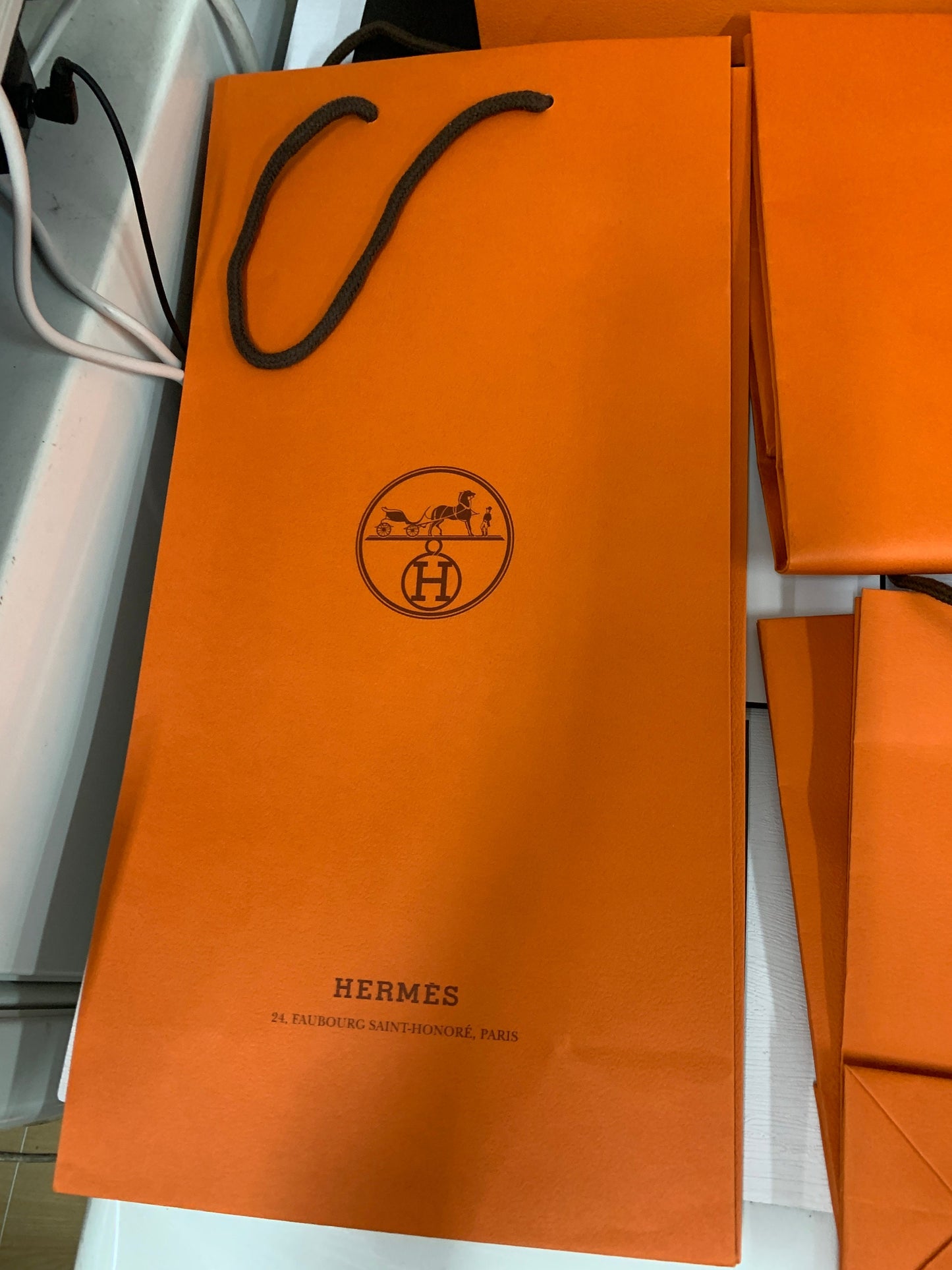 Hermés Gift bag, orange gift bag, wrapping, Original French scarf paper bag, belt paper bag gift bag tie paper bag