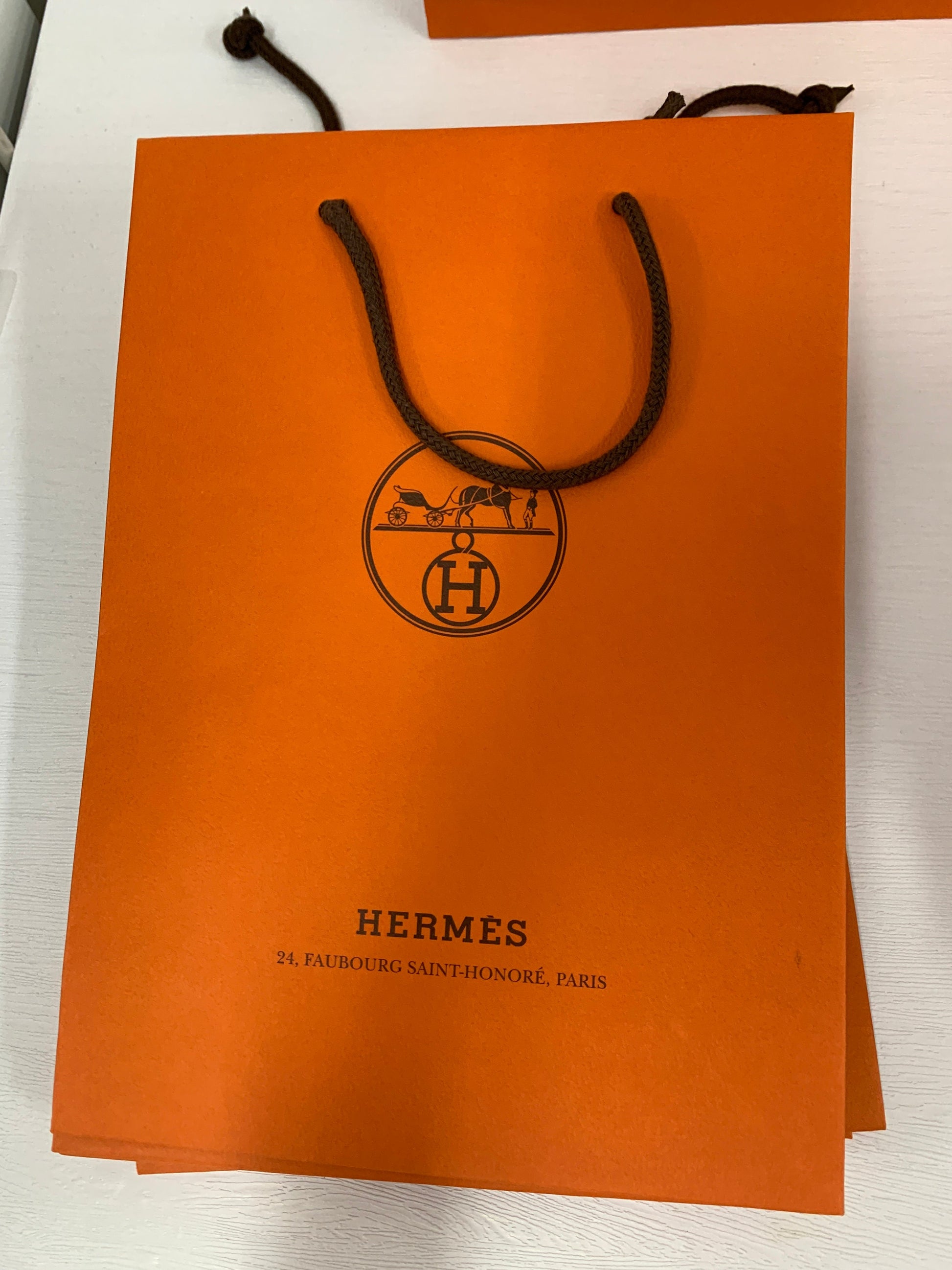 Hermés Gift bag, orange gift bag, wrapping, Original French scarf