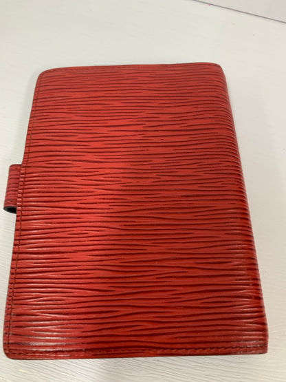 Louis Vuitton account genuine leather replaceable loose-leaf diary notebook red 10w x14h x 20cm (BB22-6)