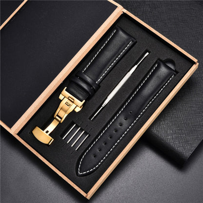 Leather Straps with Box for Samsung Galaxy Watch 4 40mm 44mm / 4 Classic 42mm 46mm Active 2 Band Replacement Watchband Bracelet