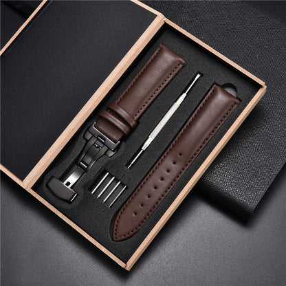 Leather Straps with Box for Samsung Galaxy Watch 4 40mm 44mm / 4 Classic 42mm 46mm Active 2 Band Replacement Watchband Bracelet