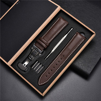 Leather Straps with Box for Samsung Galaxy Watch 4 40mm 44mm / 4 Classic 42mm 46mm Active 2 Band Replacement Watchband Bracelet