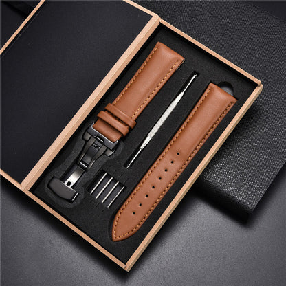 Leather Straps with Box for Samsung Galaxy Watch 4 40mm 44mm / 4 Classic 42mm 46mm Active 2 Band Replacement Watchband Bracelet