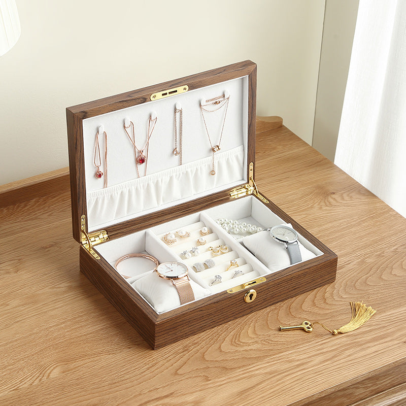 Wooden Flip Jewelry Organizer Box Jewelry Storage Gift Display Case Watch Earrings Ring Holder Jewellery Storage Organizer Boxes
