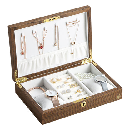 Wooden Flip Jewelry Organizer Box Jewelry Storage Gift Display Case Watch Earrings Ring Holder Jewellery Storage Organizer Boxes