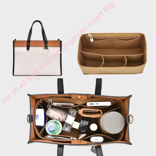 For 30 40 field tote Felt Insert Bag Makeup Handbag Organizer Travel Inner Purse Portable Cosmetic Bags Storage Tote 2022