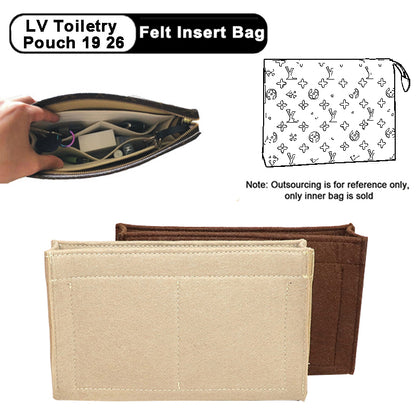 適用於 LV Cosmetic Toiletry Pouch 19 26 袋錢包毛氈插入收納袋化妝品